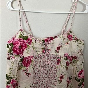 Xhilaration Cream and Pink Ruffled Camisole